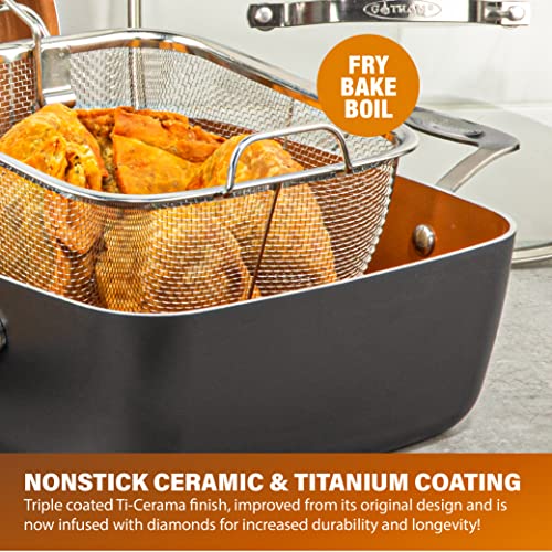 6 Quart Nonstick Copper Casserole Chef’s Pan & Stock Pot 4 Piece Set S66717