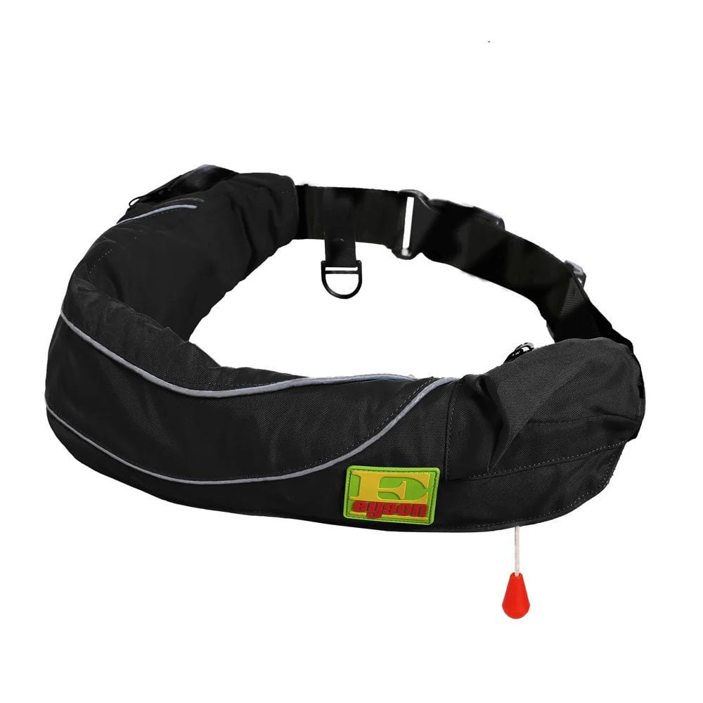 Manual Inflatable Belt Pack PFD Life Jacket with Zippered Storage Pocket, Black M24264