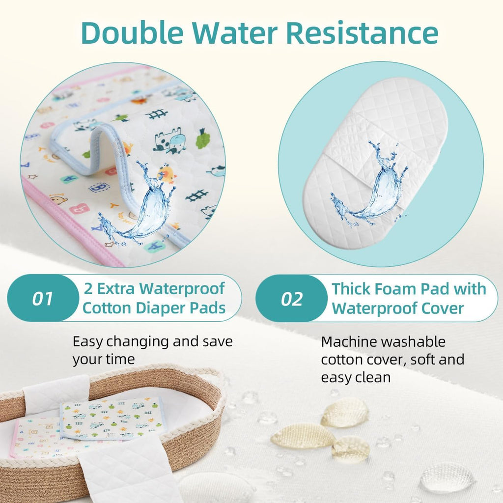 Baby Changing Basket with Waterproof 2 Diaper Pads and Removable Cover D471