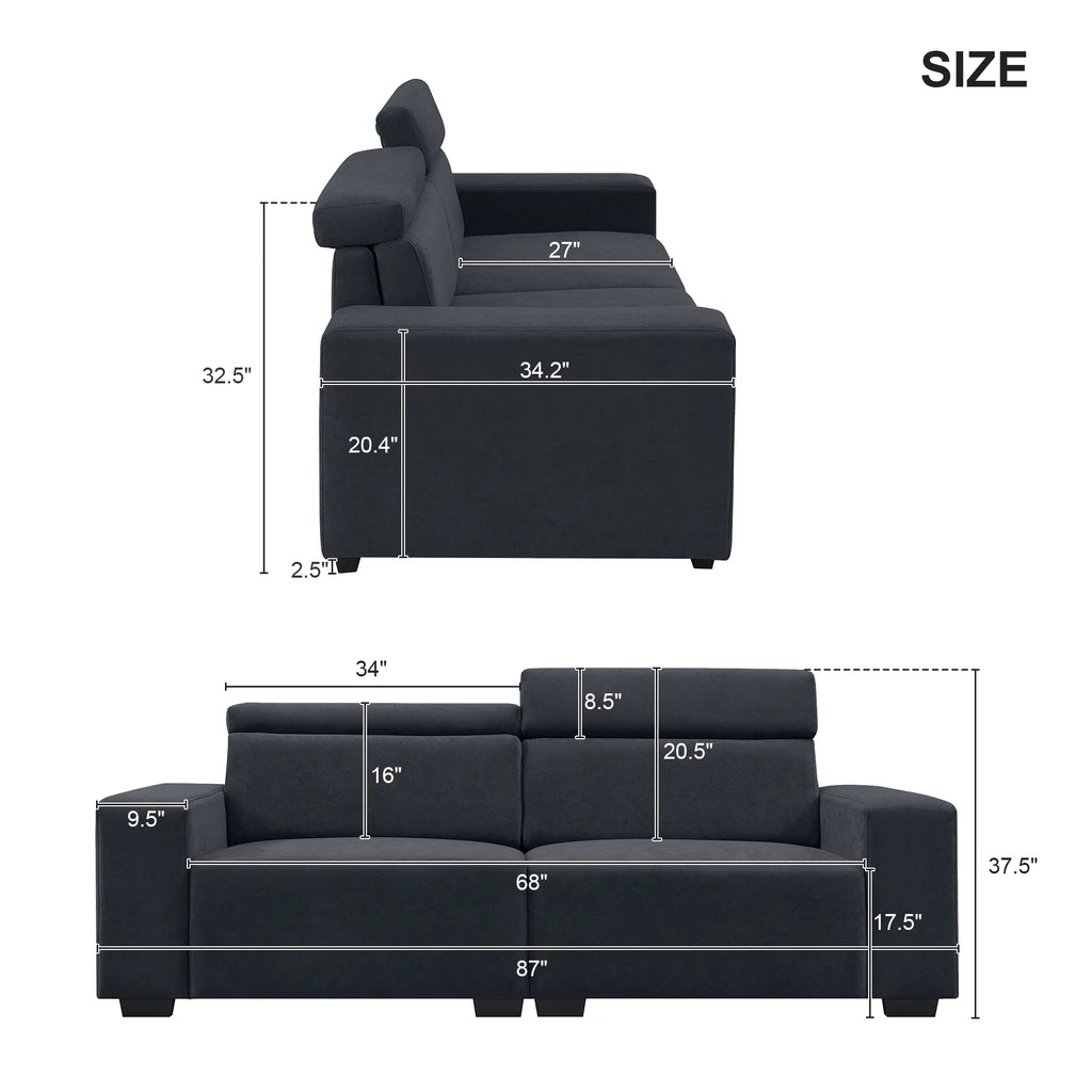 Black Velvet 2-Seater Sofa M888069