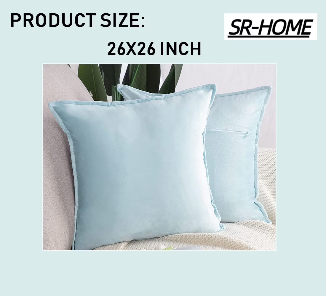 Set of 2 Velvet Decorative Throw Pillow Covers Square with Fringe Cushion Case T71586