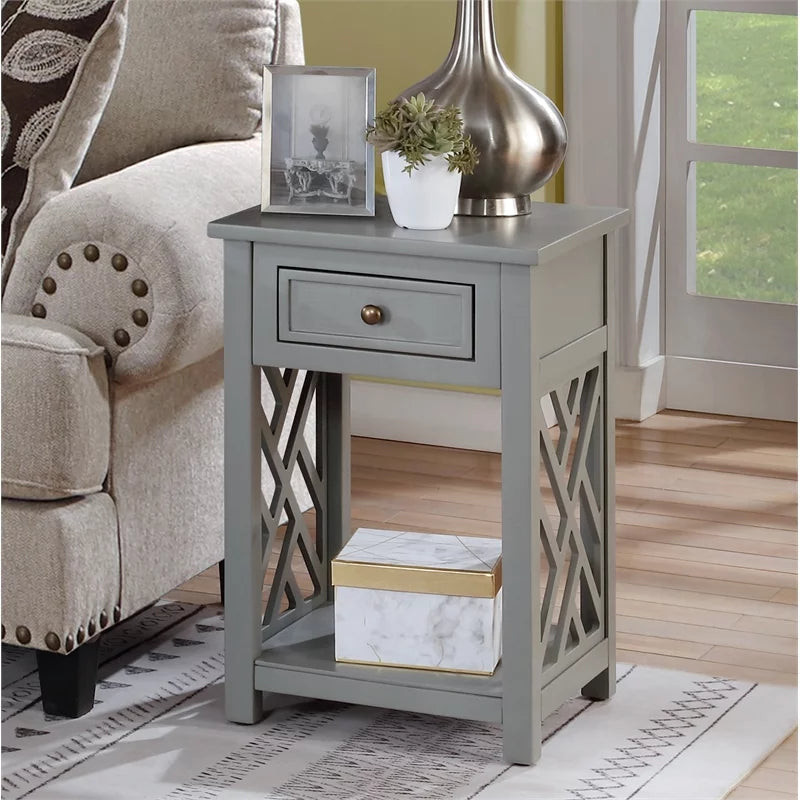 Gray Wood Coffee Table and Two End Tables Set of 3 V38336