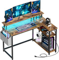 47 Inch L Shaped Desk with Power Outlets & LED Lights Q780