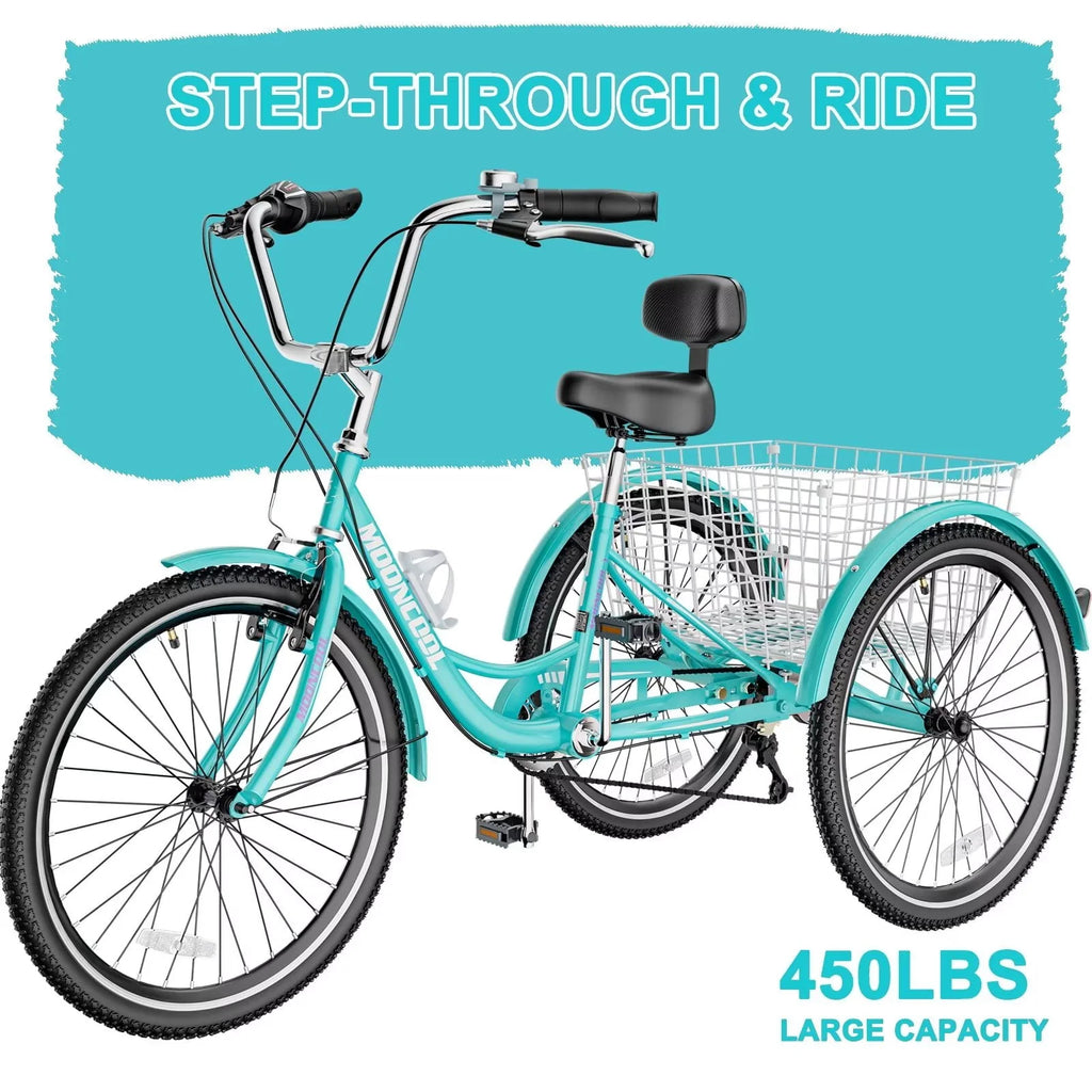 26 Adult Tricycle 3 Wheel 7 Speed 450lbs Capacity Cruise Trike with Shopping Basket R8270