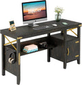 White 55 Inch Computer Desk with Storage Cabinet I84246