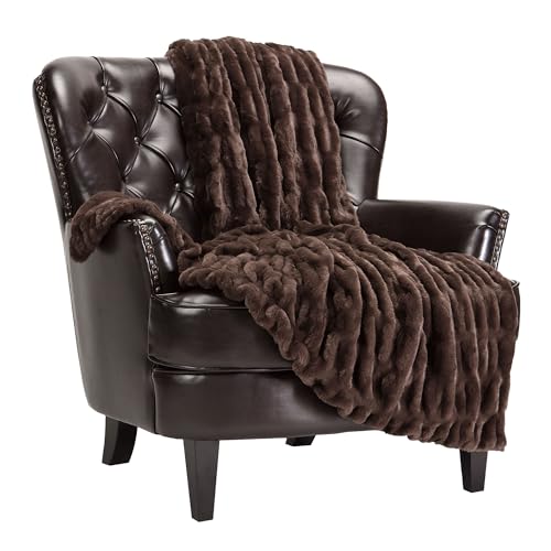 Dark Gray 50" x 65" Faux Fur Throw Blanket Z715