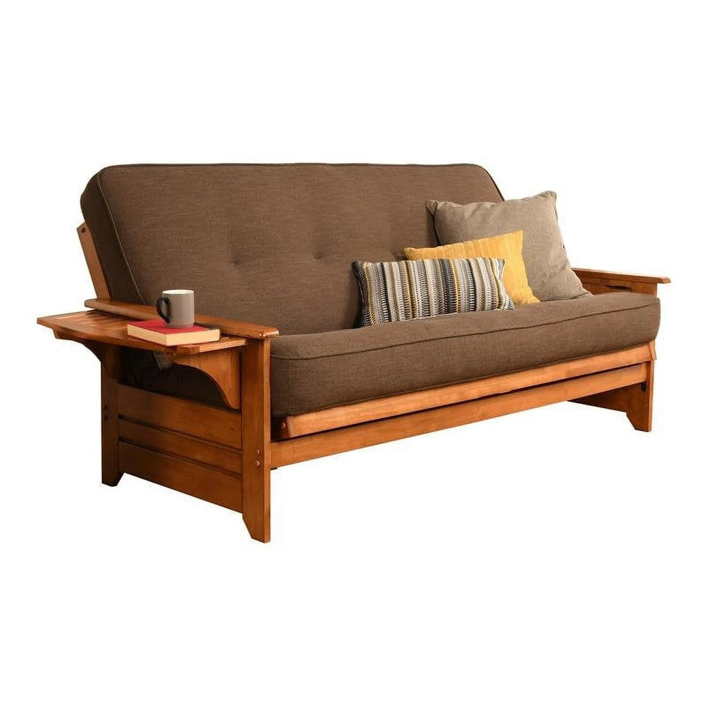Full Traditional Linen Fabric Futon Mattress in Cocoa Brown M397019