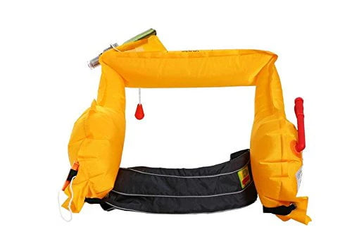 Manual Inflatable Belt Pack PFD Life Jacket with Zippered Storage Pocket, Black M24264