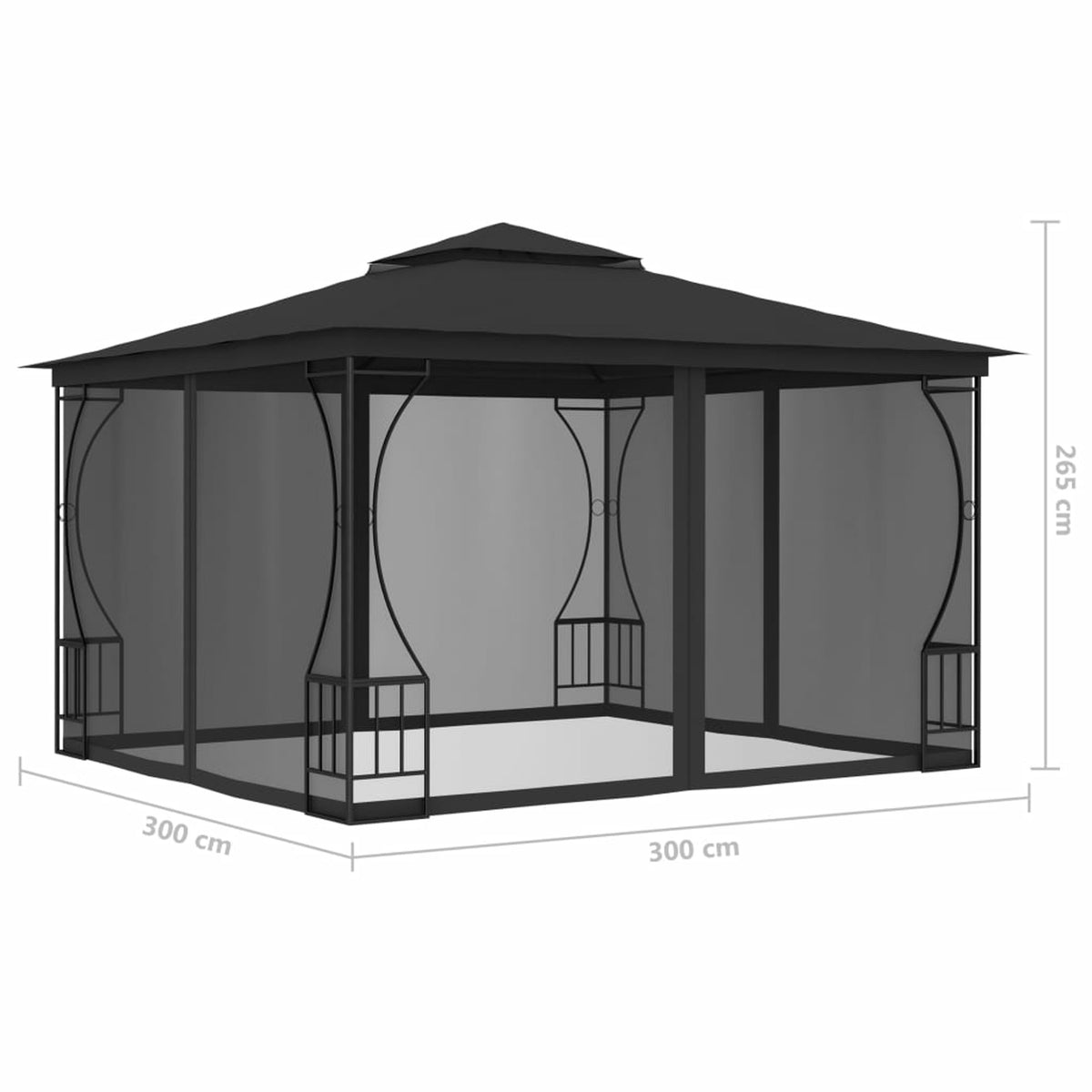 Gazebo with Nets 9.8'x9.8'x8.7' Anthracite J6352