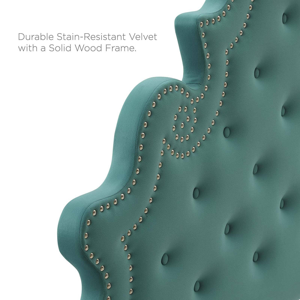 Teal Performance Velvet King Headboard J3564