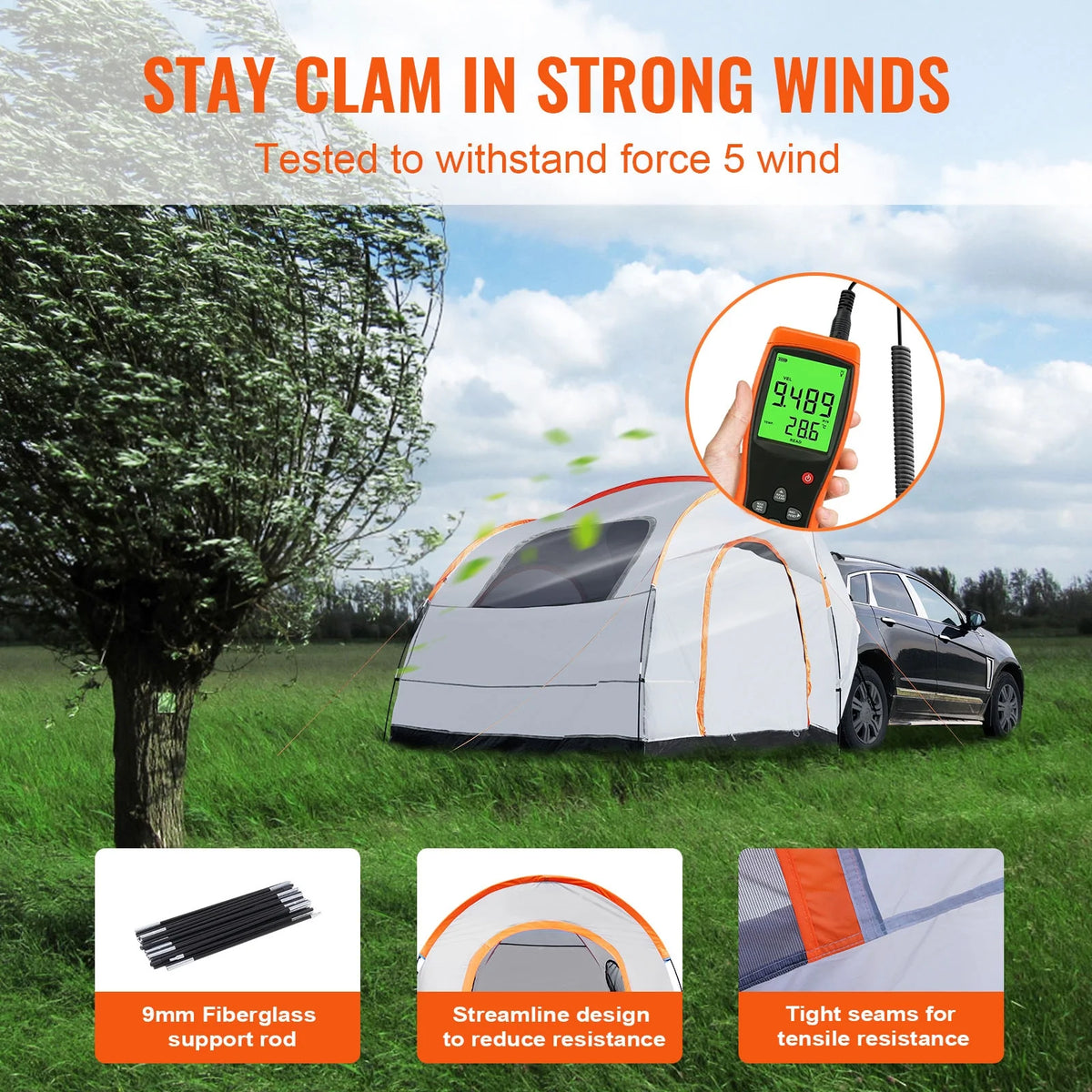 Waterproof SUV Camping Tent with Rainfly Carry Bag V376
