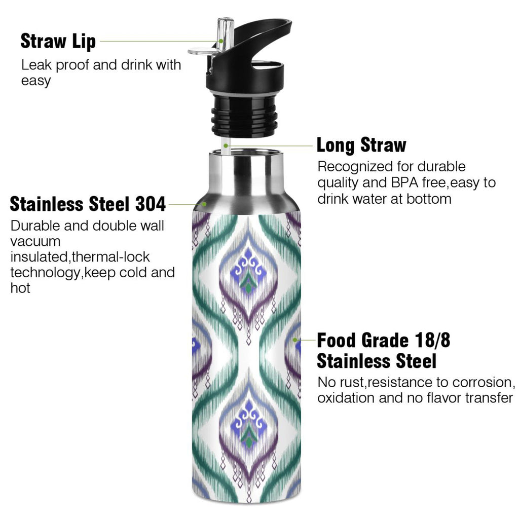 20 oz Stainless Steel Insulated Water Bottle with Straw Lid O28953