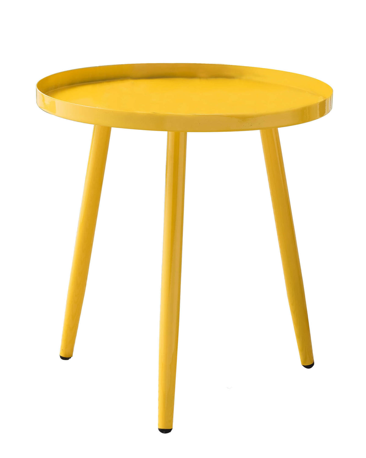 Round Yellow Metal 3 Legged Side End Accent Table N508