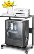 2-Tier Metal PC Stand with Locking Caster Wheels I430