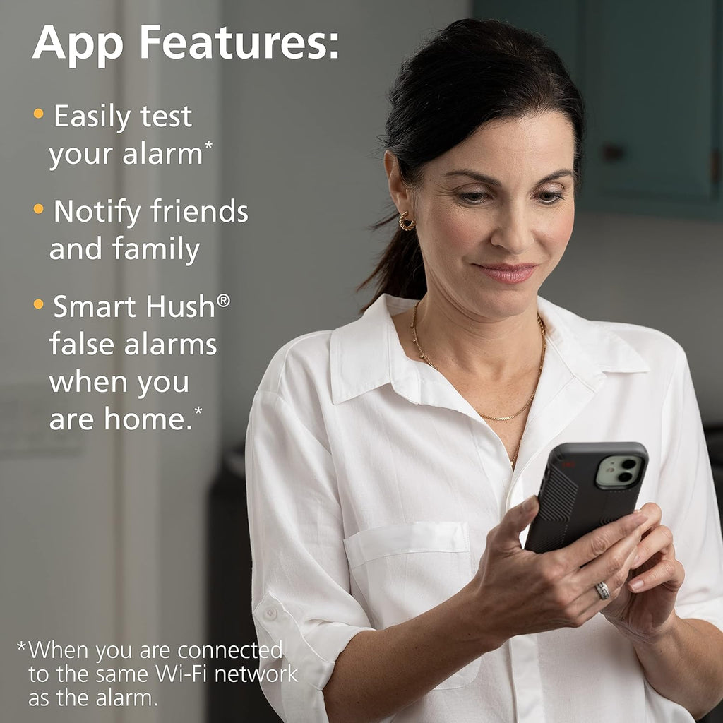 Smart Smoke Detector Indoor Air Quality Monitor WiFi Hardwired with Battery Backup Voice App Alerts 2 Pack Q364