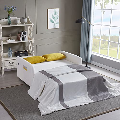 Velvet Tufted Twin XL Convertible Sleeper Couch Bed with Pillows N589