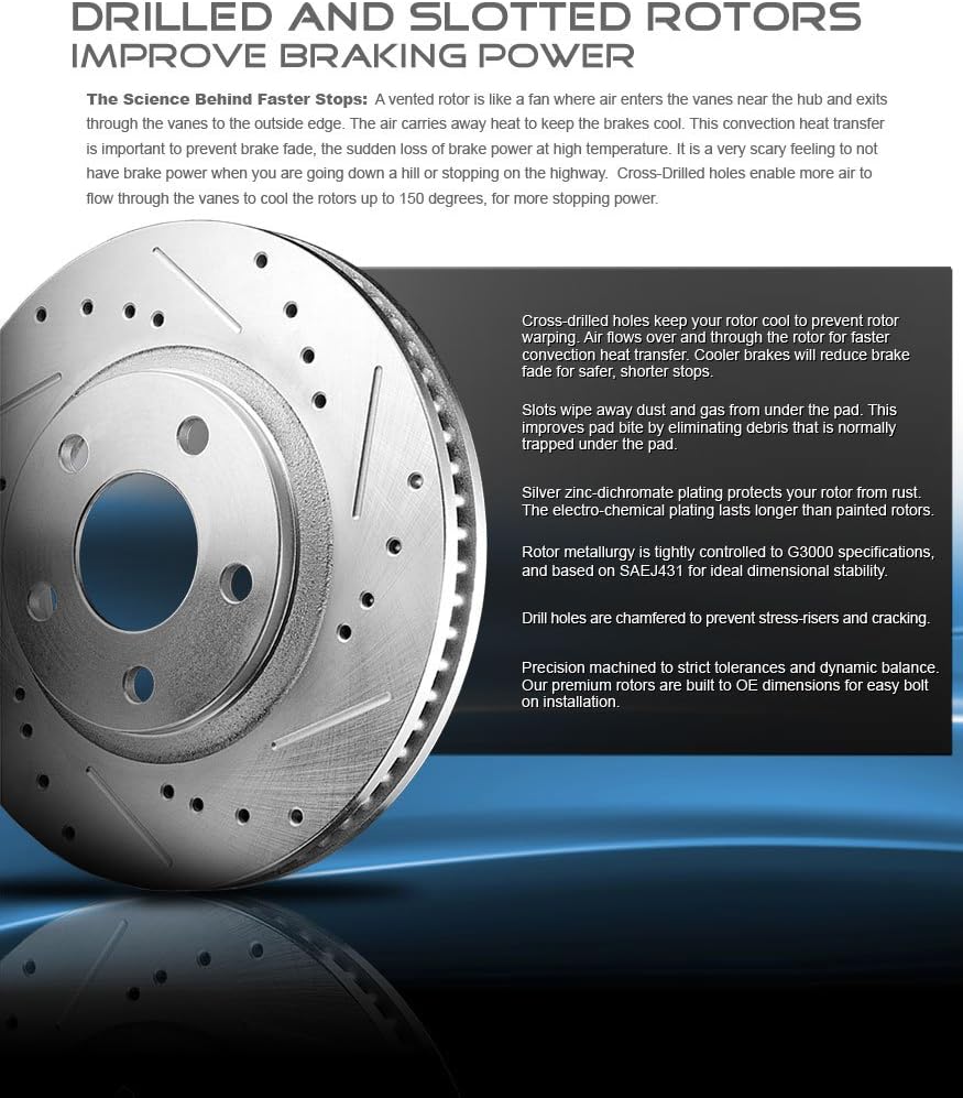 280 mm Front Brake Disc Rotors + Metallic Brake Pads H42859