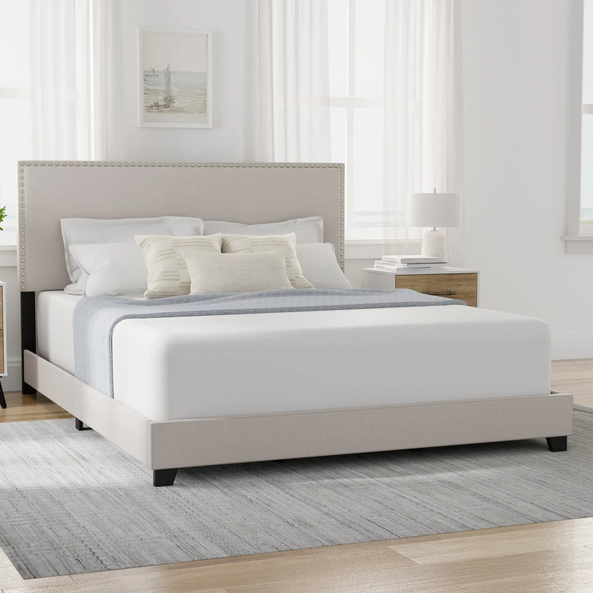 Charcoal Fabric Upholstered Queen Bed L55525