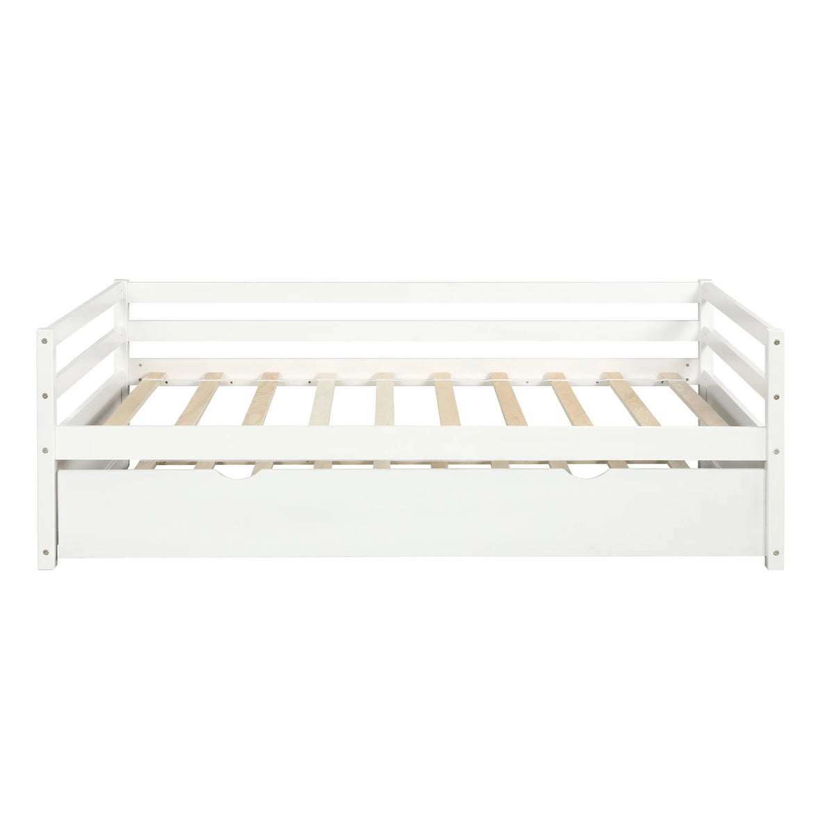 White Twin Wood Daybed with Trundle and Guardrails E639