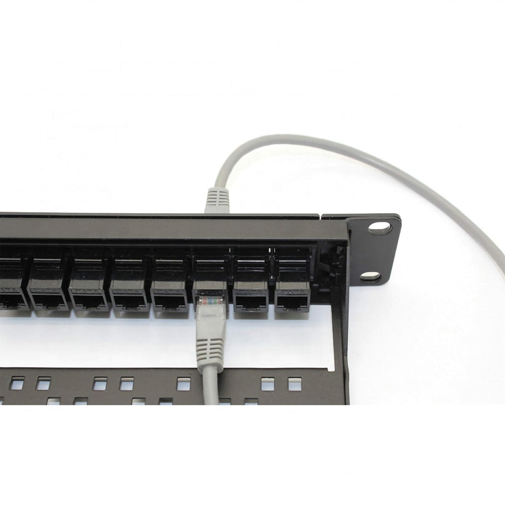 24 Port CAT6 Pass Through Coupler Patch Panel with Back Bar, Unshielded Keystones, Pack of 2 K68513