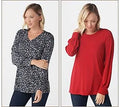 Set of 2 Liquid Knit Tops, Size 1X, Grey/Red D90719