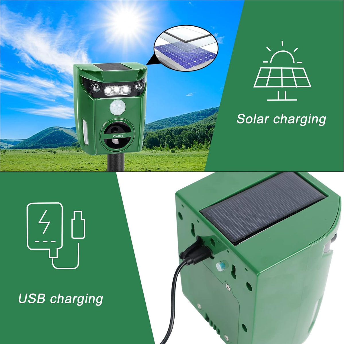 Ultrasonic Waterproof Solar Animal Repeller with Motion Sensor G916086