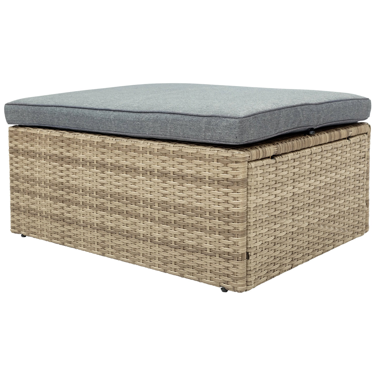 Gray Wicker Rattan Patio Sectional Sofa Set with Ottomans and Cushions Q174271