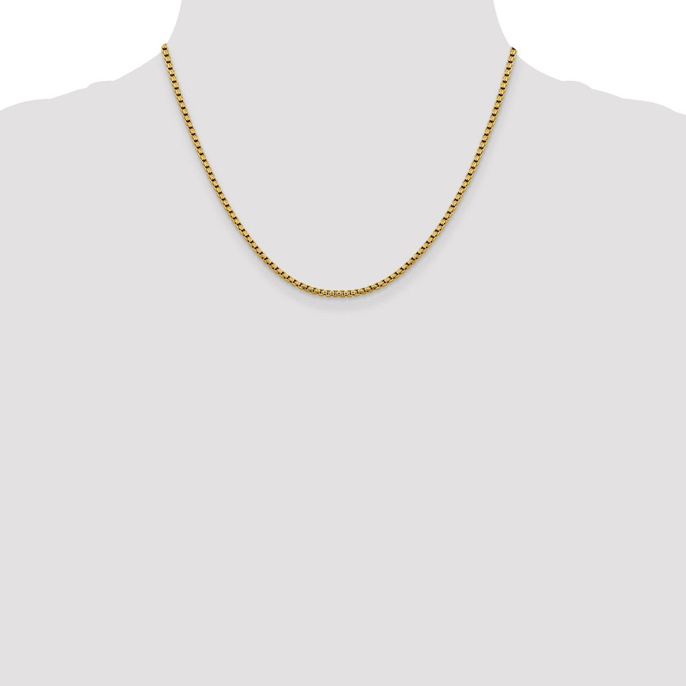 14kt Yellow Gold Diamond Cut Round Box Chain 18 inch Lobster Clasp C344
