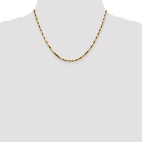 14kt Yellow Gold Diamond Cut Round Box Chain 18 inch Lobster Clasp C344