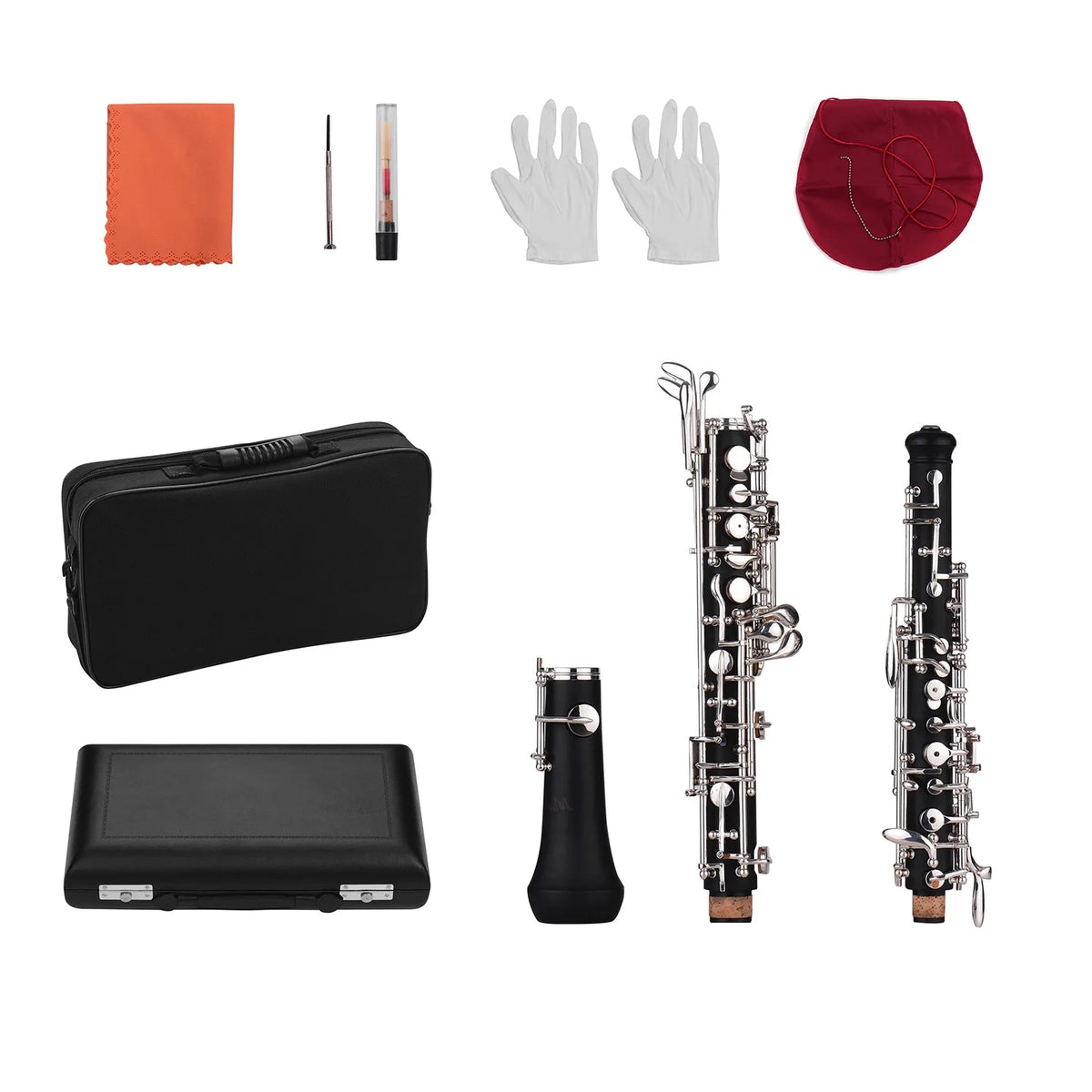 Nickel-plated Semi-automatic Oboe with Case and Cleaning Cloth Z349
