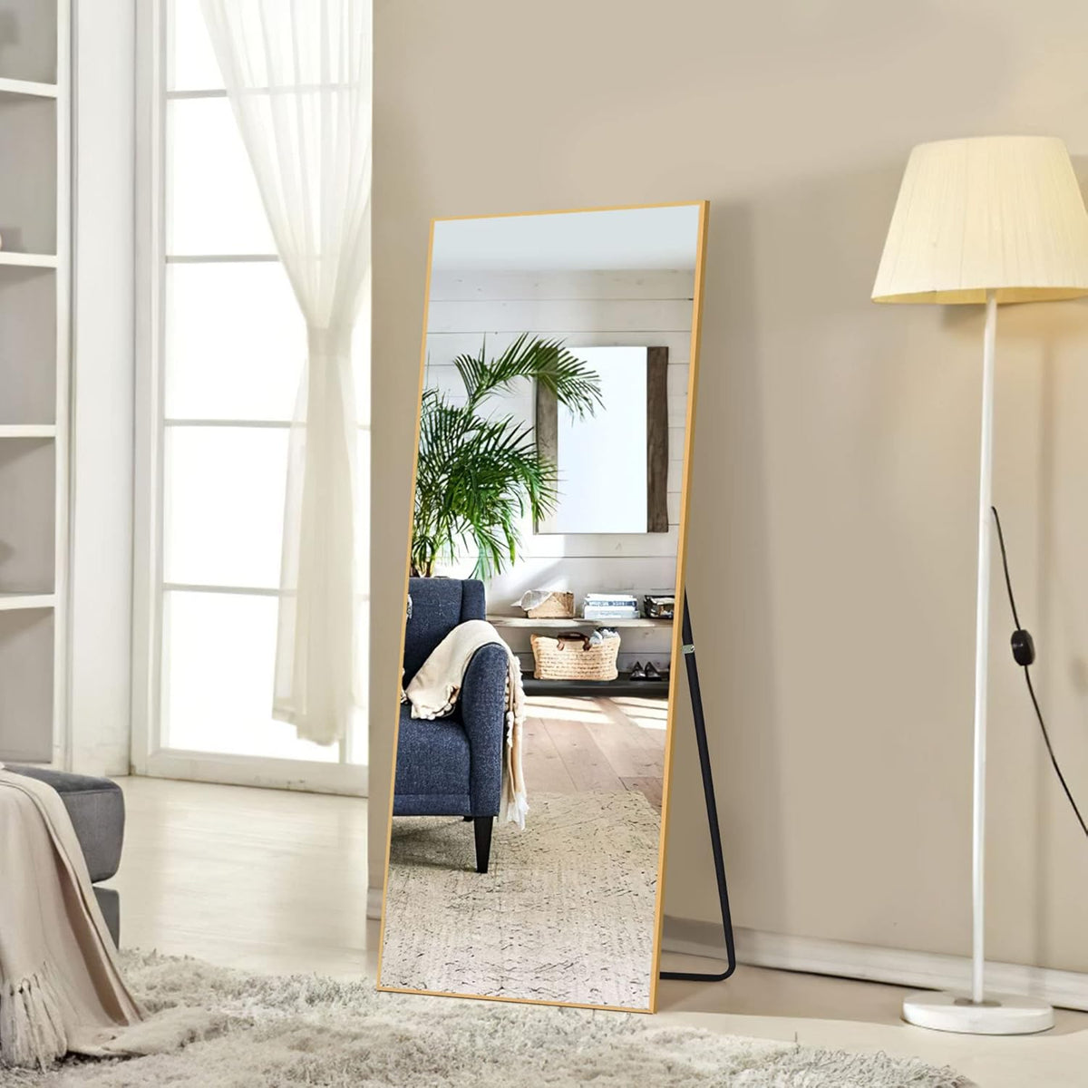 Gold Aluminum Alloy Frame Full Length Floor Mirror I1919