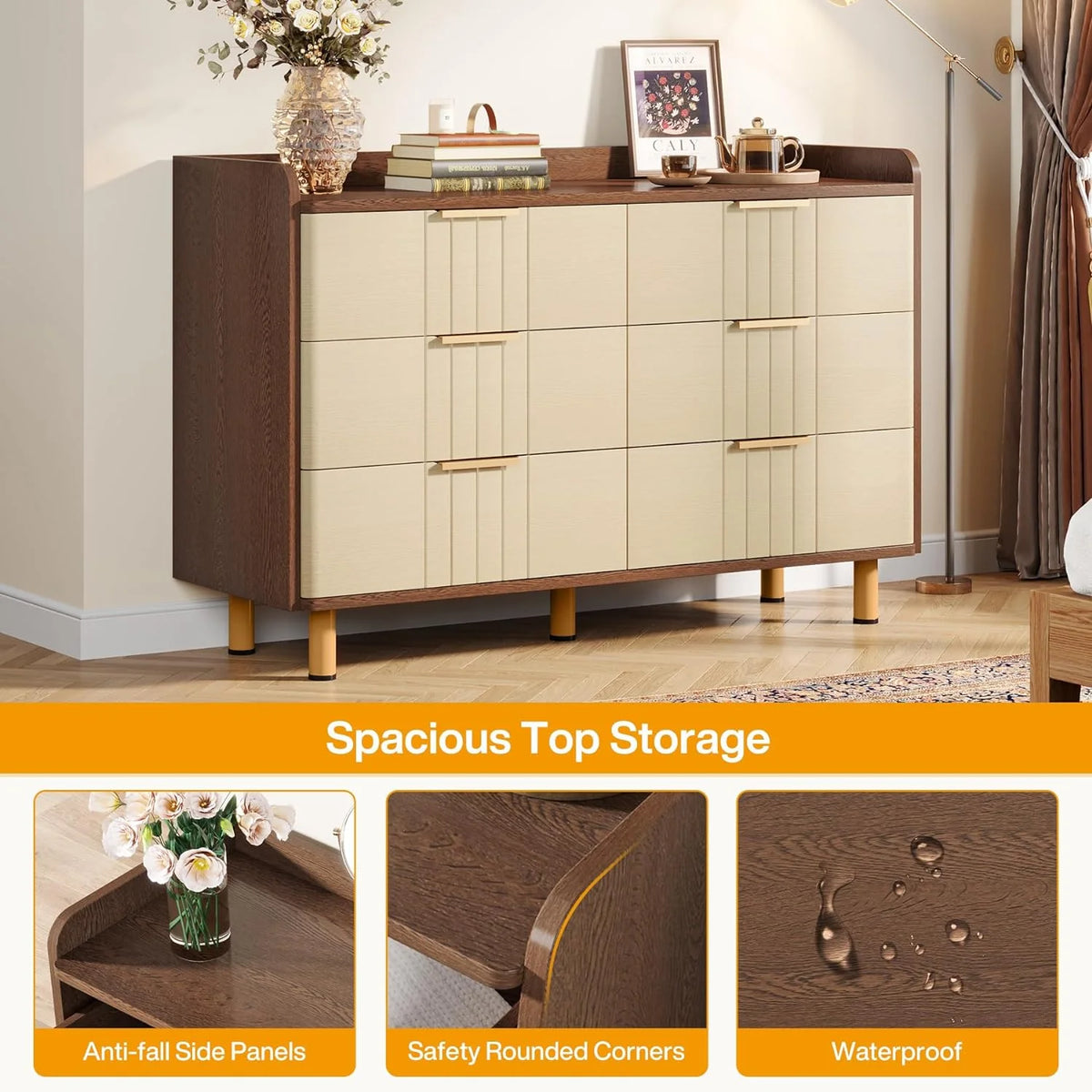 6 Drawer Wood Dresser U77302