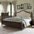 Queen Wood Bed Frame with Upholstered Headboard L36626