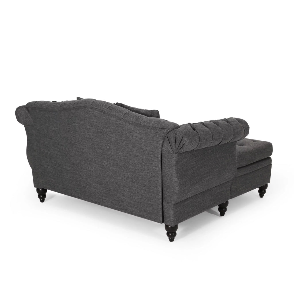Dark Brown and Charcoal Tufted Chaise Lounge P6219