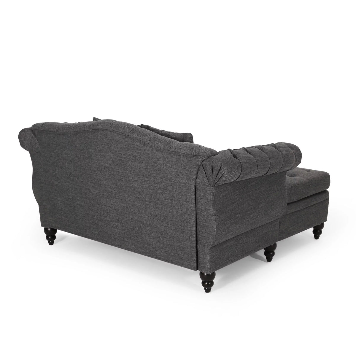 Dark Brown and Charcoal Tufted Chaise Lounge P6219