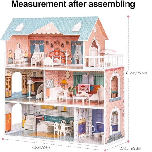Wooden Dollhouse with Furniture H1045