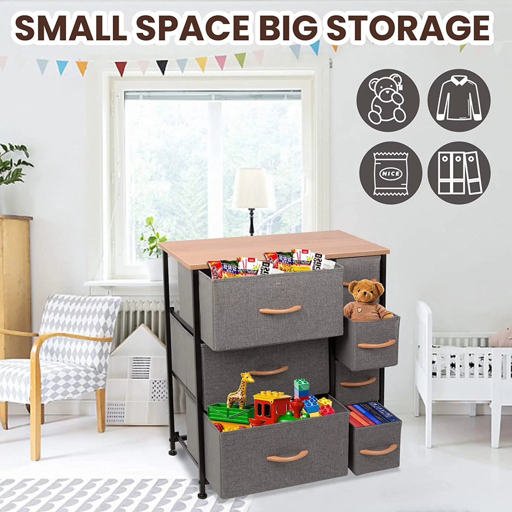7 Drawer Dark Gray Dresser Storage Tower E94588
