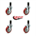 Red Polyurethane Caster Set of 4 X832209