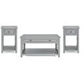 Gray Wood Coffee Table and Two End Tables Set of 3 V38336