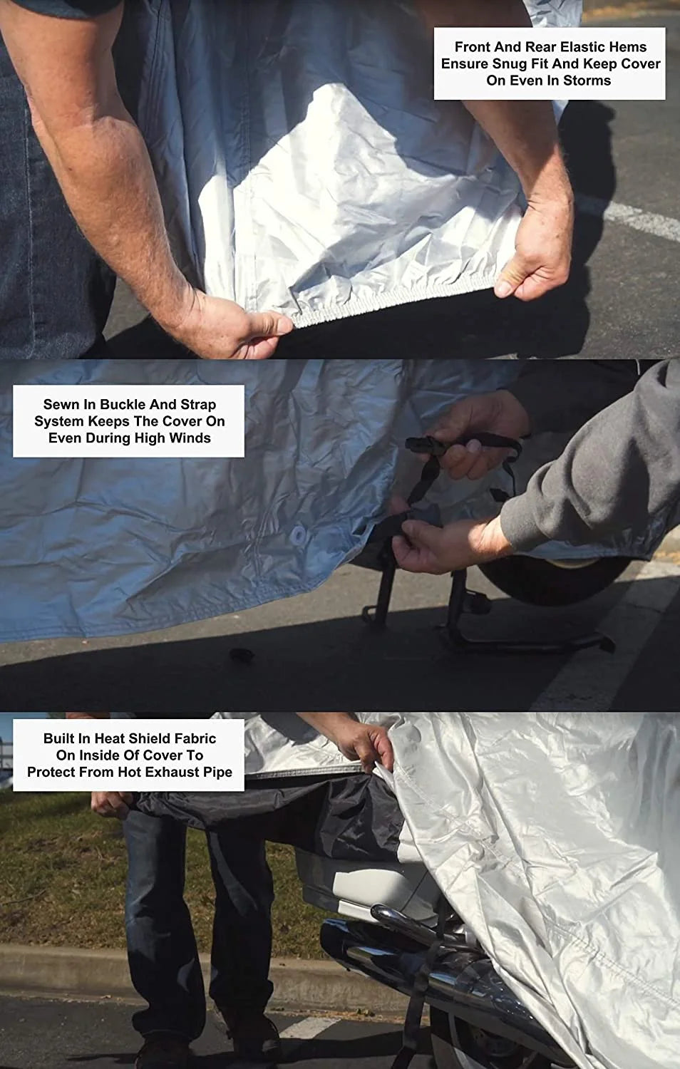 Motorcycle Cover with Reinforced Securing Straps and Storage Bag K8499