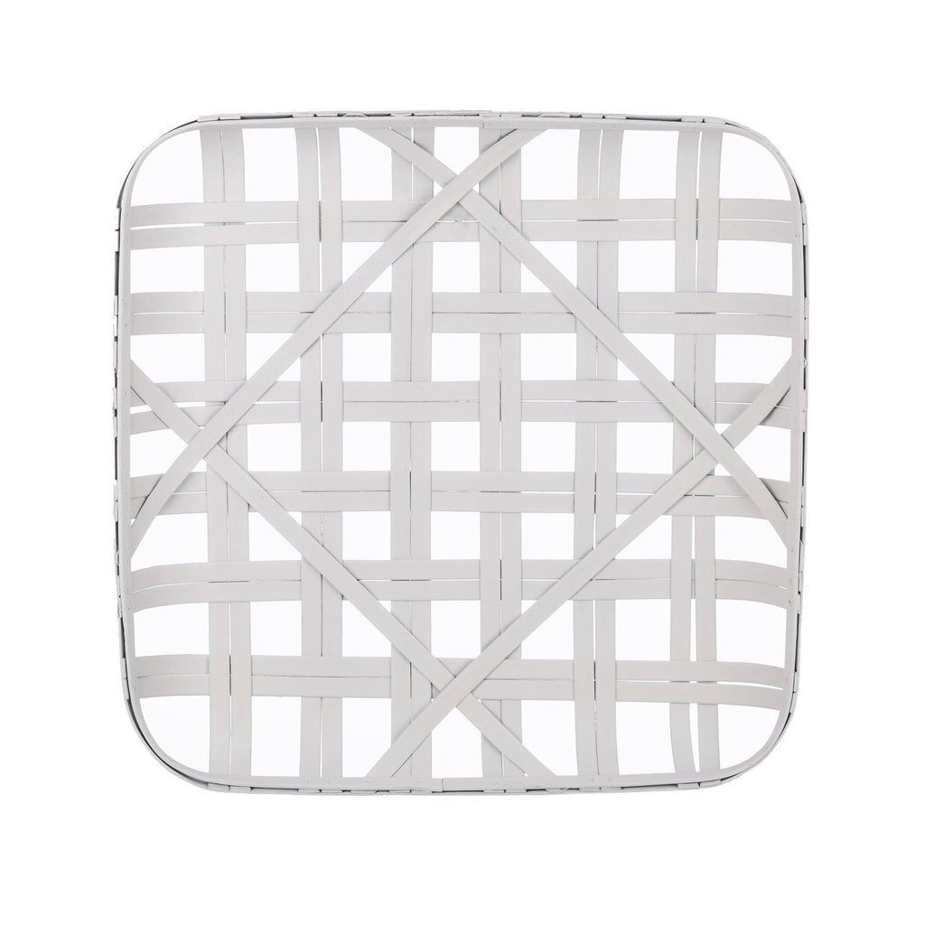 Vintage White Bamboo Basket L2286