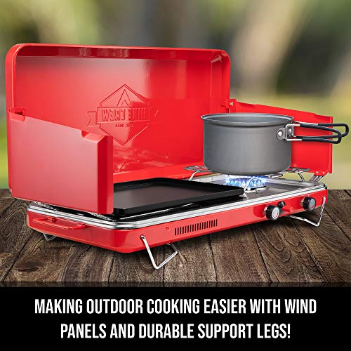2-in-1 Gas Camping Stove and Griddle with Integrated Igniter J1231