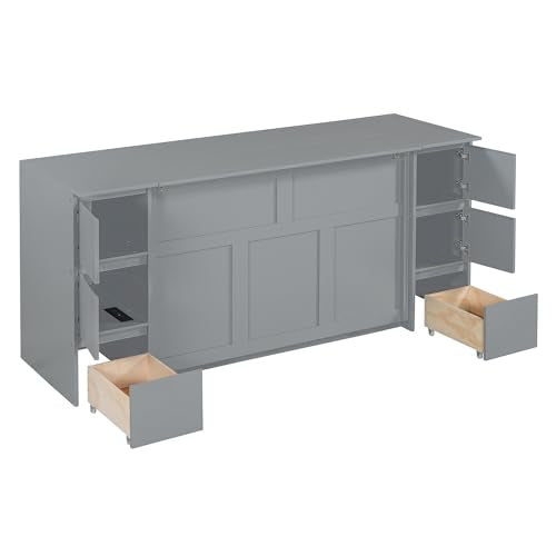 Twin Size Murphy Bed with Charging Station and Storage Drawers V623571