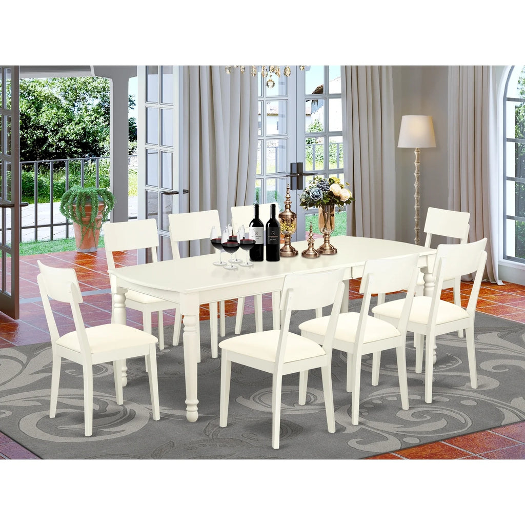9 Pc Kitchen Table And Chair Set Linen White Q950029