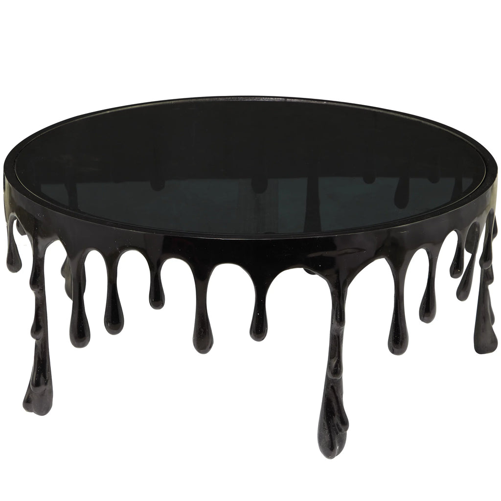 36" x 16" Black Aluminum Glass Top Coffee Table H863