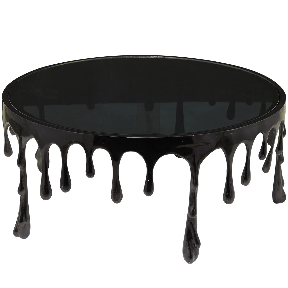 36" x 16" Black Aluminum Glass Top Coffee Table H863