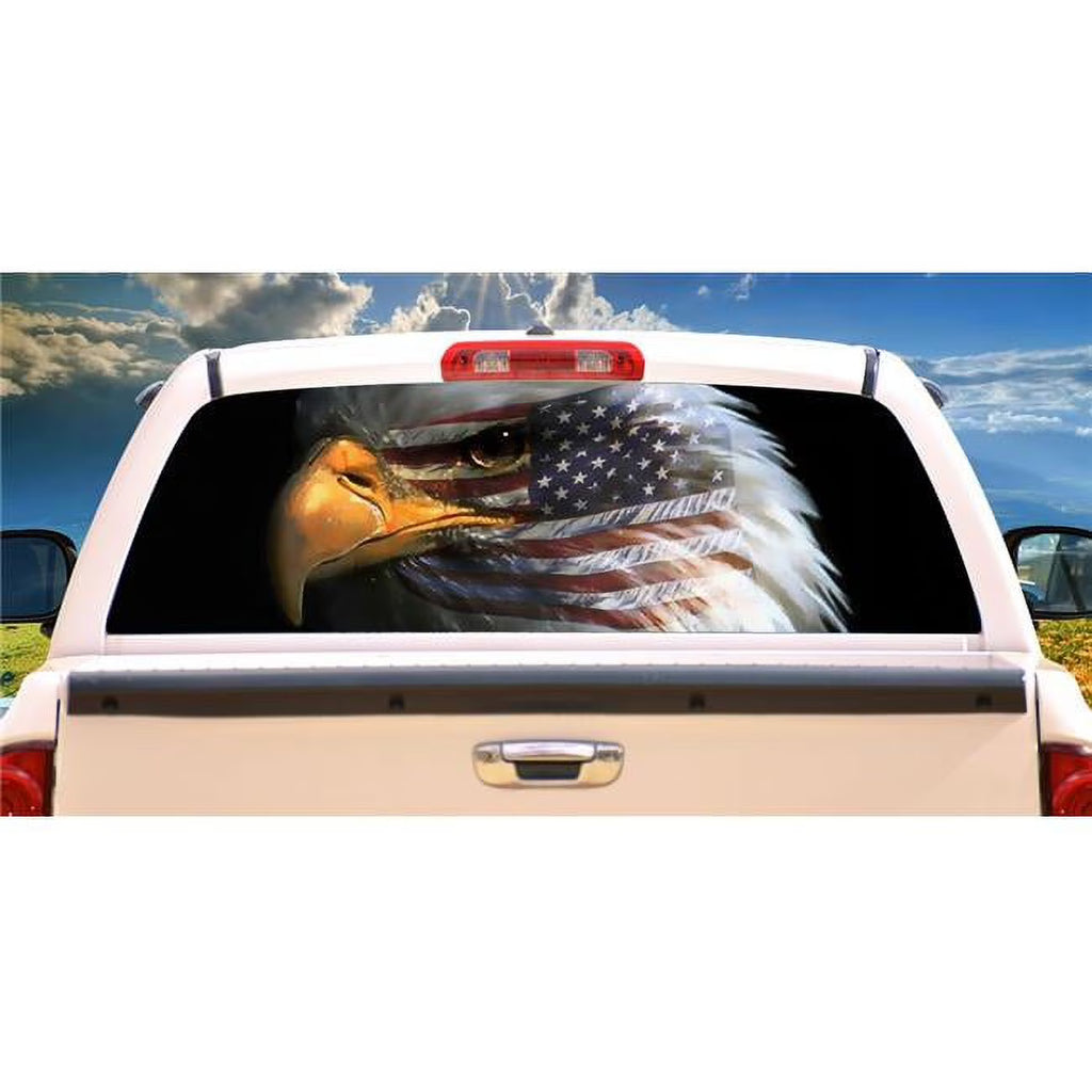 Bald Eagle View Thru Vinyl Truck Decal J55853