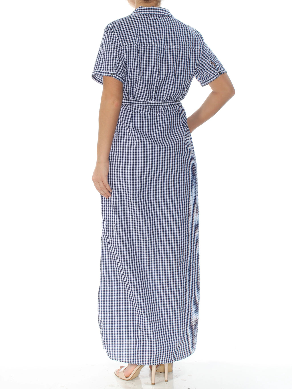 Blue Gingham Shirt Dress B2896