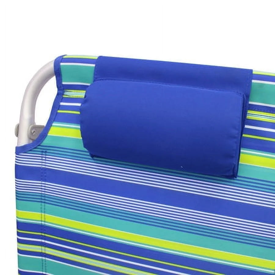 2-Pack Lay-Flat Backpack Chair Blue & Green Stripe K8709