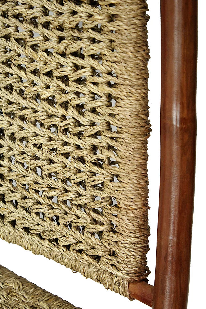Brown Bamboo 2 Chairs and a Table with Seagrass Seating U9795